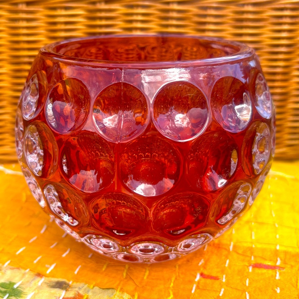 Gorgeous Art Glass Red Vase Heavy
